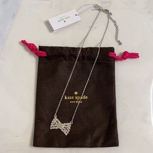 Kate Spade Sparkling Bow Necklace, Silver